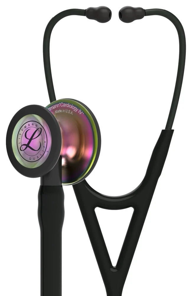 3M™ Littmann® Classic III™ Monitoring Stethoscope, Rainbow-Finish Chestpiece, black stem and headset, Black Tube