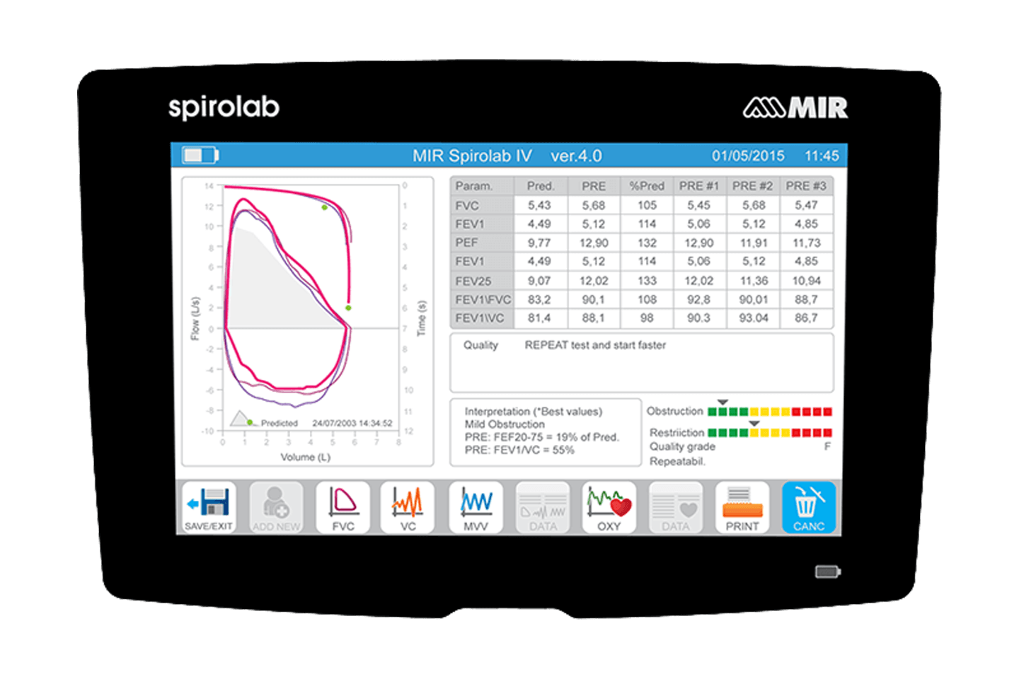 All-in-one desktop spirometer